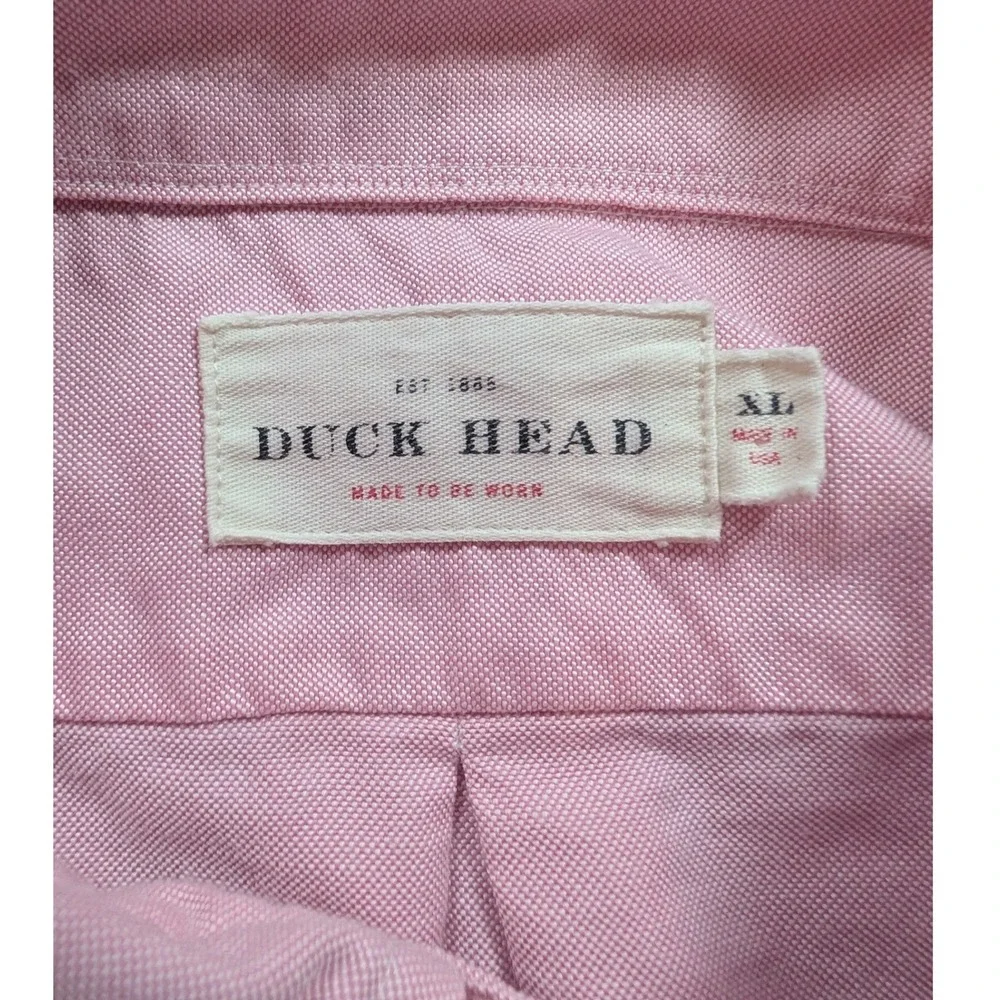 Duck Head Button Down Shirt Mens XL Pink Oxford Cloth Long Sleeve Made in USA